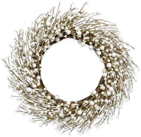 Yawwind 20 Inches White Winter Wreath Winter Wreaths for Front Door White Berry Wreath for Farmhouse Indoors Outside Kitchen Wall Porch Christmas Winter by Yawwind