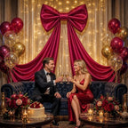Big Burgundy Bow for Backdrop, 24"x16" Large Burgundy Bow Decorations with 80" Ribbon Drape for Birthday Wedding Baby Shower Photography Valentine's Day Christmas Decorations - Image 3