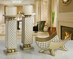 Creative Scents Schonwerk Diamond Lattice Pillar Candle Holders, Set of 2 Centerpiece Table Decorations Home Decor for Dining/Living Room - Image 3