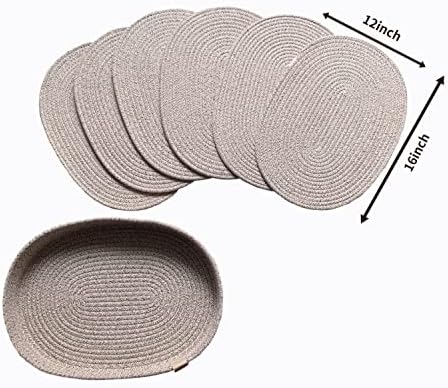 Oval Cotton Rope Placemat Set (7, Taupe Mix) - Image 6