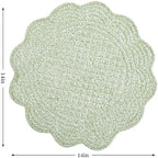 HOMBYS Quilted Placemats Set of 6 Washable Round Placemats for Kitchen Table-100% Cotton Fabric 14 Inch Round Table Mats, Cotton Fabric with Microfiber Filling, (14"x14", White & Green Flower) - Image 2
