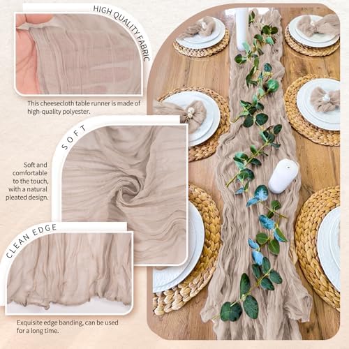 30 Pack Cheesecloth Table Runner 10FT Rosy Brown Table Runner Boho Gauze Cheese Cloth Table Runners Long Rustic Sheer Table Decorations for Wedding Party Baby Bridal Shower Birthday Holiday Home - Image 3