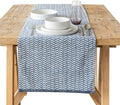 over&back 18x108 Hand-Blocked Printed Cotton Table Runner - Washable Table Runners for a Custom Home Decor Tablescape - Perfect for Coffee Table, Dinner Table, Living Room, and More - Blue Herringbone by overback