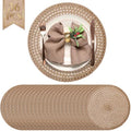 36 Pcs 13 Inch Round Woven Natural Placemat Burlap Boho Charger by Gandeer