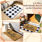 2pcs Layered Doormat Set, Welcome Door Mat for Outdoor Front Door, 16x24 PVC Coil & 24x32 Crystal Velvet Non-Slip Layering Entry Mats for Farmhouse Porch Decoration（Hello, Buffalo Plaid） - Image 5