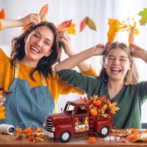 Threehoney Farmhouse Red Truck Table Decor + 16 Seasonal Gnome Magnets Set - Image 5