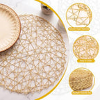 Threehoney Paper Braided Round Placemats, Set of 36, Gold, 13 in - Image 3