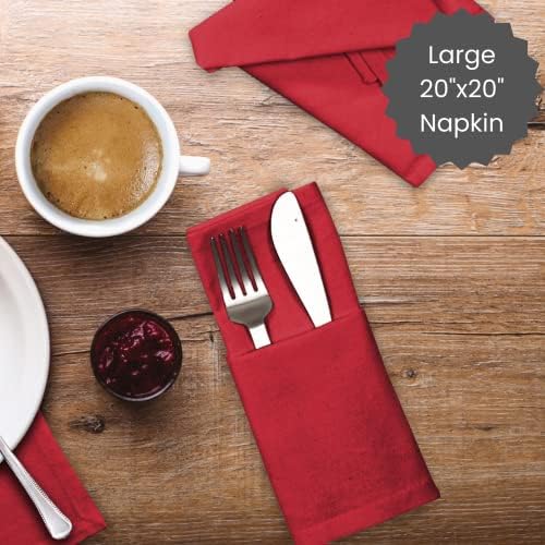 Cotton Clinic Cloth Dinner Napkins - Perfect Everyday Use Table Napkins - Soft Durable Washable - Ideal for Party Wedding Christmas Easter - Set of 12-20x20 inches Red Napkins - Image 4