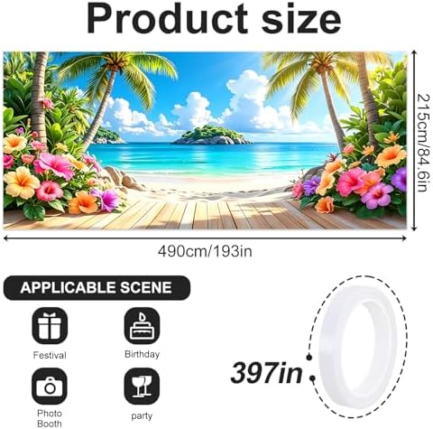 ANNA QUEEN 7x16 ft Garage Door Banner,Reusable Large Outdoor Backdrop for Tropical,Patriotic,Graduation and Christmas Party Decorations (Hawaiian Beach) - Image 2