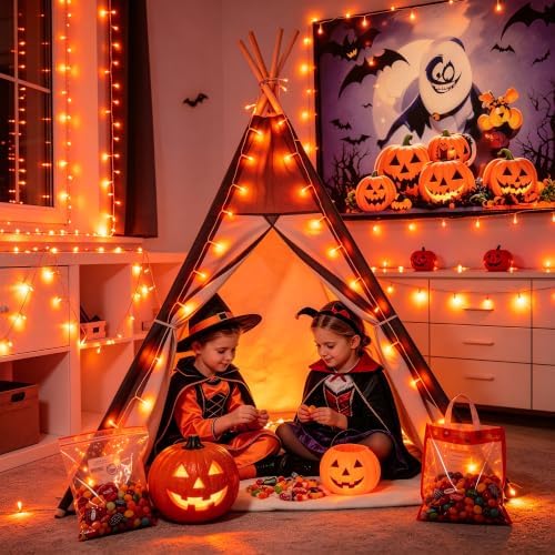 JMEXSUSS 400 LED Orange Lights for Halloween Decor, Plug in with Remote - Image 2