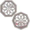 ZOLAPI 2 PCS Octagon Wall-Mounted Mirrors,Vintage Farmhouse Mirror for Wall Decor,Barn Wood Color Decorative Accent Mirror for Foyer, Bathroom, Bedroom. (12”x12”) by ZOLAPI
