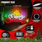 Merry Christmas Neon Sign Dimmable Christmas Bells Neon Light Sign Xmas LED Neon Light up Sign for Party, Home, Shop Door, Window, Bar, Holiday, Festival Wall Decor Gift USB Powered - Image 6