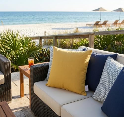 Outdoor/Indoor Sunbrella Throw Pillows Square Set of 2 Pieces 20 inch x 20 inch Spectrum Daffodill - Cover Only, Insert Not Included - Image 3