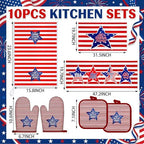 VitalCozy 10 Pcs Patriotic Kitchen Decor Set 4th of July Kitchen Towels and Rugs Pot Holders Oven Mitts Set for Independence Day Gift Cooking Baking Grilling Housewarming - Image 3
