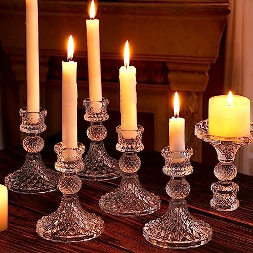 DARJEN Candlestick Holders Set,12Pcs 4" H Taper Candle Holders Bulk, Clear Glass Candle Holders for Wedding, Spring Party, Romantic Dinner, Festival & Windowsill Decor - Image 3