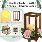 Hushee 30 Pcs Wooden Wedding Lantern Centerpiece, Pink Rose, Brown - Image 5