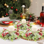 6 Pcs 9.2" Mini Christmas Wreaths for Cabinets Small Wreath Kitchen with Ribbon Christmas Decorations Candle Rings Red Berry Pine Cone Wreaths for Windows Farmhouse Xmas Decor Table Centerpiece - Image 6