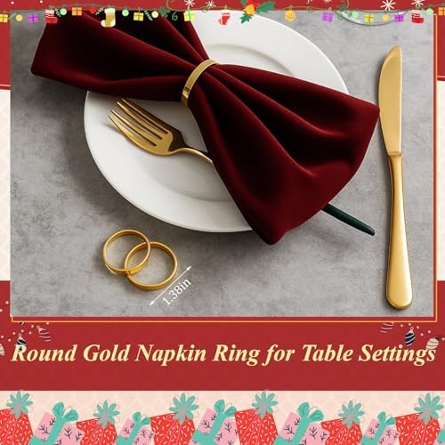 WILLBOND 100 Pcs Napkin Rings Bulk Round Metal Holders for Wedding,Gold - Image 5