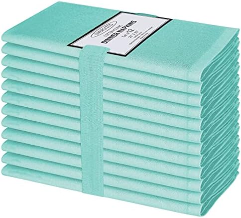 Cotton Clinic Cloth Dinner Napkins - Perfect Everyday Use Table Napkins - Soft Durable Washable - Ideal for Party Wedding Christmas Easter - Set of 12-20x20 inches Aqua Blue Napkins by CottonClinic