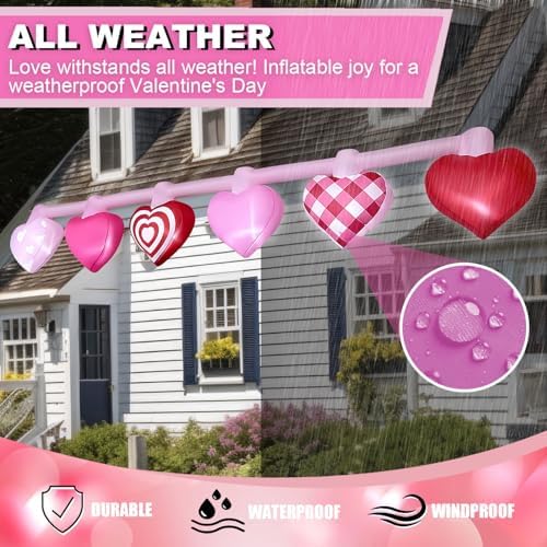 14.7FT Long Valentine's Day Inflatables Hanging Flashing Pink Hearts Decorations Built-in LED Lighted Blow Up Decoration Home Yard Outdoor Indoor Garden Lawn Decor - Image 5