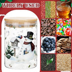 Potchen 8 Pcs Christmas Glass Storage Jars 19oz Christmas Canister Set with Airtight Lid Cookie Candy Jar for Winter Xmas Snowman Santa Kitchen Countertop Food Containers, 5.1 x 3.3 Inches(Christmas) - Image 4