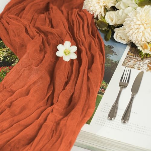 16 Pack Cheesecloth Table Runners 20" x 120", Boho Gauze Table Decor for Wedding, Bridal Shower, Birthday Party, Long Romantic Runner(Terracotta) - Image 5