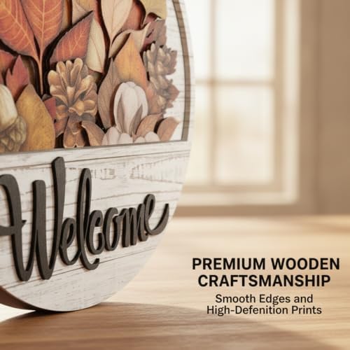 16 Pcs Interchangeable Front Door Welcome Sign, Magnetic Wood Hanging Decor - Image 3