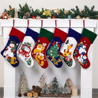 LUBOT 6 Pack Christmas Stockings Embroidered 20" Velvet Large Family Xmas Stocking Set of 6 Cute Cartoon Soft Luxury Stocking with Gold Piping Fireplace Hanging Holiday Decor by LUBOT