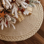 Knit Christmas Tree Skirts, Neutral Tree Skirt, Cozy Christmas Decorations by LimBridge