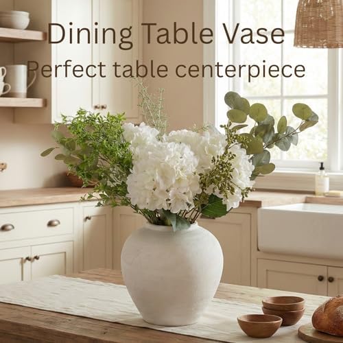 Large White Vase for Centerpieces - 11" Wide Textured Stone Look - Image 4