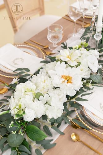 TINGE TIME Flower Garlands, 2 PCS Artificial Eucalyptus Garlands, Handcraft Artificial Rose Garland for Arch Wedding Sweetheart Table Ceremony Backdrop Decorations for Home (IvoryWhite) - Image 5