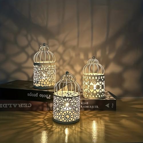 3PCS Iron Birdcage Candle Holder Decorative for Weddings Home Vintage Detachable Centerpieces Tables Hanging Outdoor Indoor Courtyard by Unknown