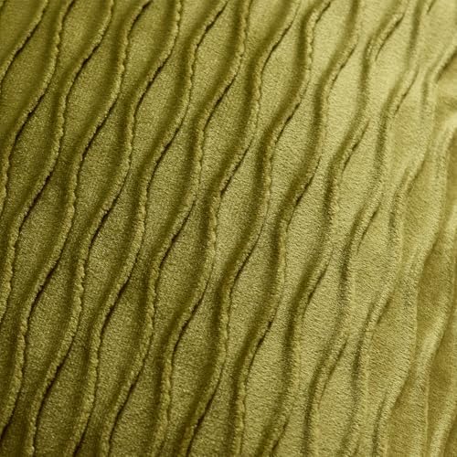 DEZENE 24x24 Moss Green Throw Pillow Cases: Pack of 2 Vertical Ripple Striped Velvet Square Decorative Pillow Covers for Farmhouse Couch Sofa Bed Living Room Home Decor - Image 2