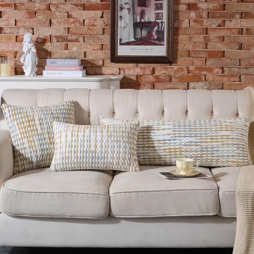 AmHoo Boho Chenille Pillow Cover Decorative Tufted Pillowcase for Couch Bed Sofa Bedroom Living Room Modern 14 x 36-Inch Grey - Image 5
