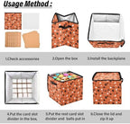 YETTASBIN Halloween Ghost Pumpkin Large Christmas Ornament Storage Box with Zipper & Adjustable Dividers, Storage Container with Lid & Handles for 64 Holiday Ornaments 3-Inch, 13 x 13 Inch - Image 6