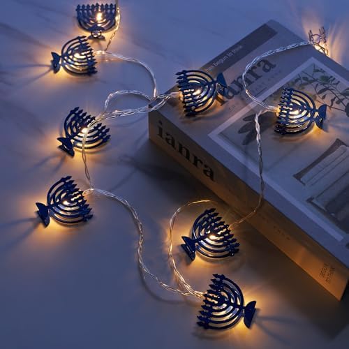 Rite Lite Menorah String Light Decoration Hanukkah Decor Garland Style Accessories Indoor Use Hang on Wall Jewish Festival of Lights Hanukkah Gifts Requires 2 AA Batteries not Included 5 Feet Length! - Image 7