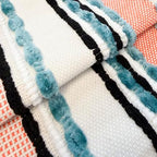 NUYECY Chenille and Cotton Long Pillow for Bed,Striped Textured Boho Long Lumbar Throw Pillow Cover 14x36,Neutral Accent Decorative Extra Long Body Pillow Case for Couch Sofa Bedroom,Turquoise - Image 2