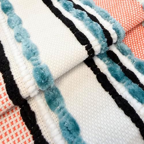 NUYECY Chenille and Cotton Long Pillow for Bed,Striped Textured Boho Long Lumbar Throw Pillow Cover 14x36,Neutral Accent Decorative Extra Long Body Pillow Case for Couch Sofa Bedroom,Turquoise - Image 2