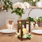 Hushee 30 Pcs Wooden Wedding Lantern Centerpiece Candles Wreaths Set,Brown - Image 3