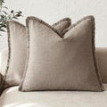Foindtower Decorative Linen Fringe Throw Pillow Covers 26×26 Inch,Brown Tan by Foindtower