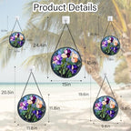 Purple Pink Flower Leaves Stained Glass Window Hanging Suncatcher Gift 9.8" - Image 6