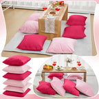 Berlune 12 Pcs Hot Pink Velvet Throw Pillow Cover 18x18 Picnic Cushion Case - Image 3