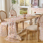 6PCS Pink Floral Table Runner 10 FT, Embroidery Daisy Table Runners Seasonal Spring Summer Sheer Tulle Dining Table Decor for Home Party Birthday Decor 29x120 Inch - Image 4