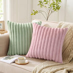 Pallene Faux Fur Decorative Throw Pillow Covers 18x18 Set of 2, Sage Green - Image 4