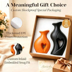 Fall Ceramic Vases Heart Shaped Vase Set of 2 (Orange & Black) - Image 2