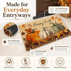 Happy Fall Pumpkin Decorative Front Door Mat, Autumn Maple Leaves - Image 4