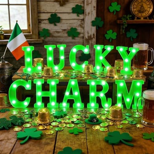 Aurelema Sukkot Large LED Letter Sign LED Lights, Lucky Charm, 8.27 Inches by Aurelema