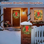 26 Inch Christmas Wreath Decorations,Artificial Wreaths with 50 LED Lights 8 Modes & Timer & Remote Control,144 PVC Tips,Large Red Bow,Pine Cones,Berries for Front Door,Indoor/Outdoor Holiday Decor - Image 4