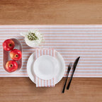 Solino Home 100% Linen Table Runner, 14 x 60 in, Coral and White Striped - Image 4