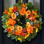 24 Inch Harvest Fall Wreaths for Front Door Outside with Orange Peony by CHVista